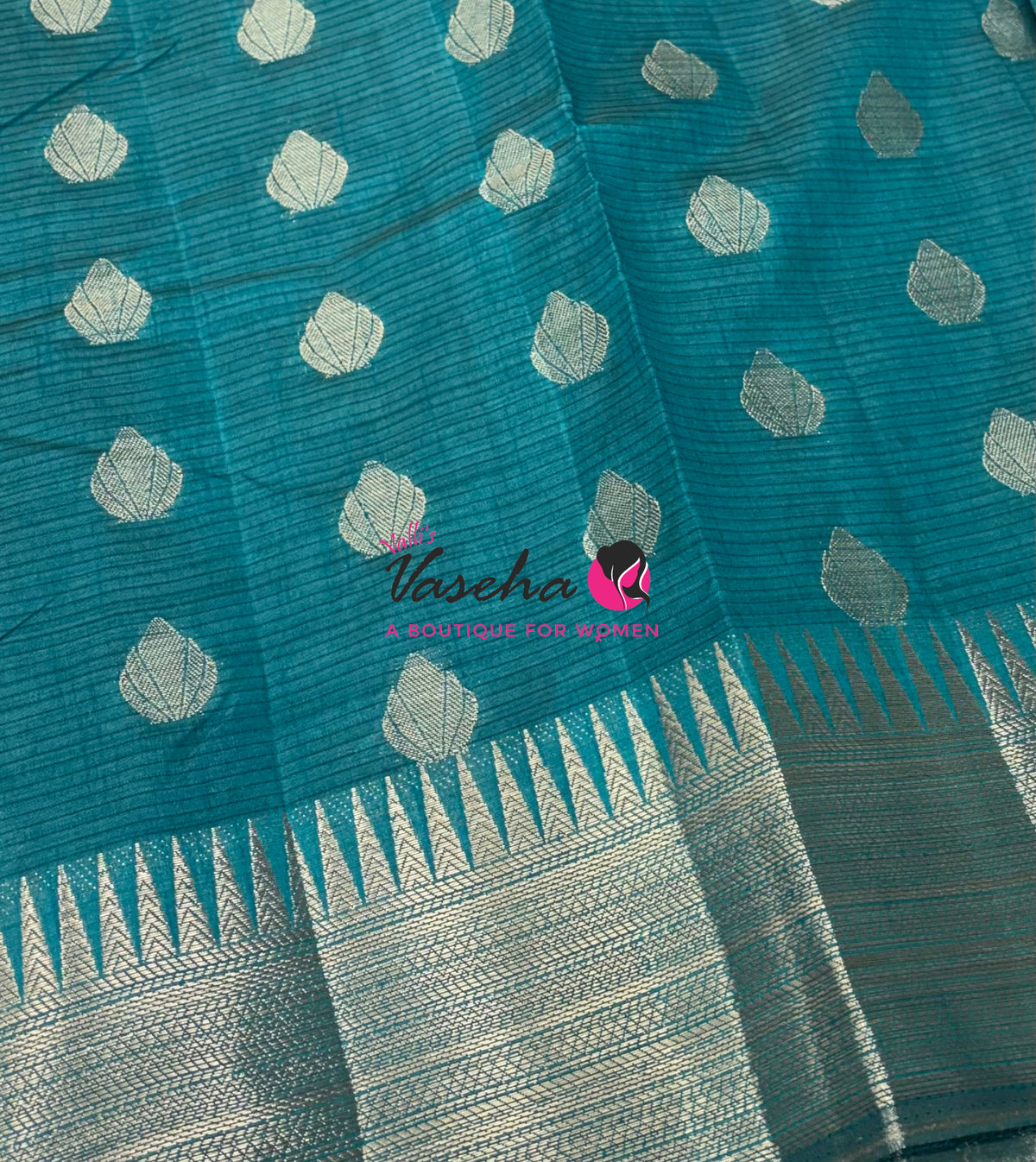 Semi Tussar Silk Saree | Ramar Blue Shade |VVSTS053