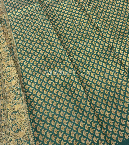 Kanchi Semi Silk - Yellow with Green  VVKSS001