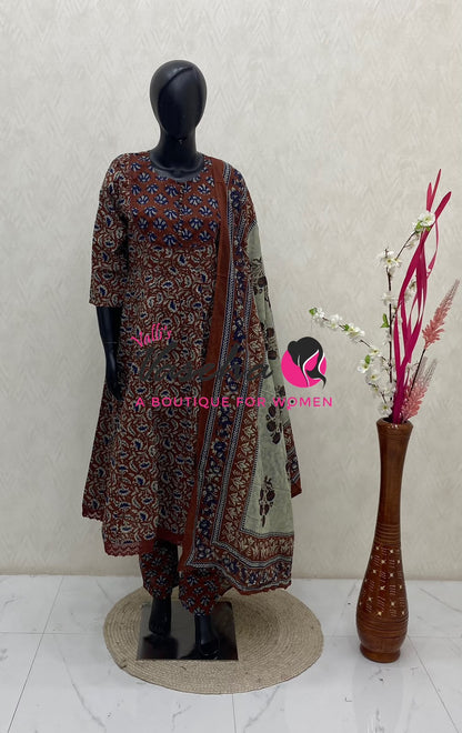 Ready Made | Anarkali Set  |Salwar, Kameez & Duppatta(3pc)|Cotton |VVRMS040
