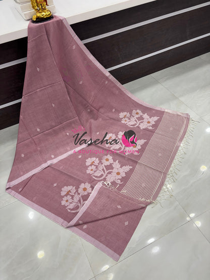 Bengal Kaddhi Cotton Saree | VVBKC002 | Onion Pink Shade