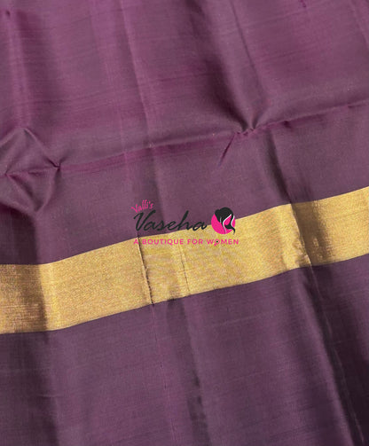 Half Mixed Soft Silk Saree - Rust Orange with Dark Purple - VVPSS028