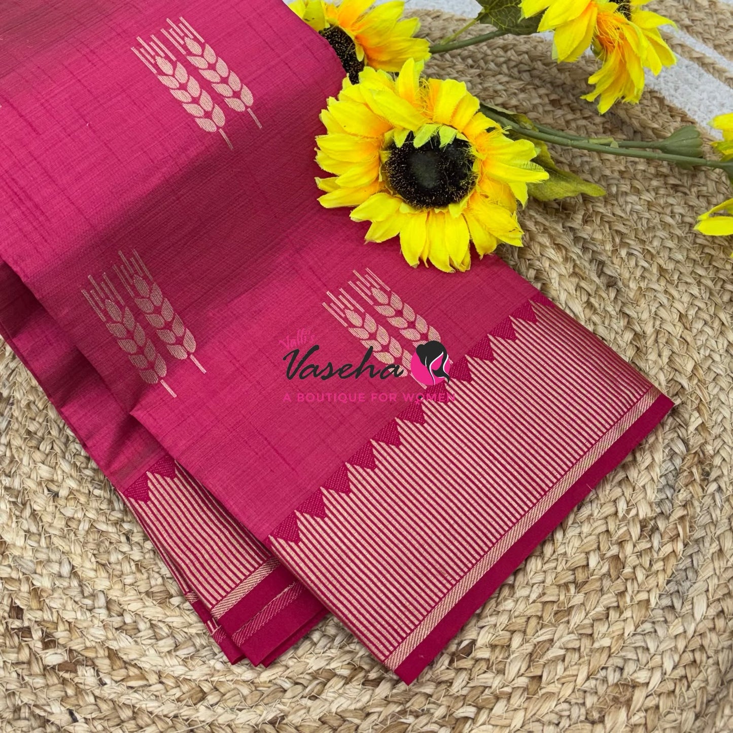 Semi Tussar Silk Saree | Pinkish Red  Shade |VVSTS051