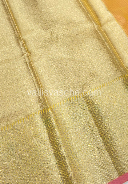 Kota Saree - Paithani Border - Yellow with Pink - VVKPS001