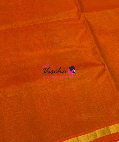 Pure Silk Cotton Sarees - Orange Shade - VVPSC015