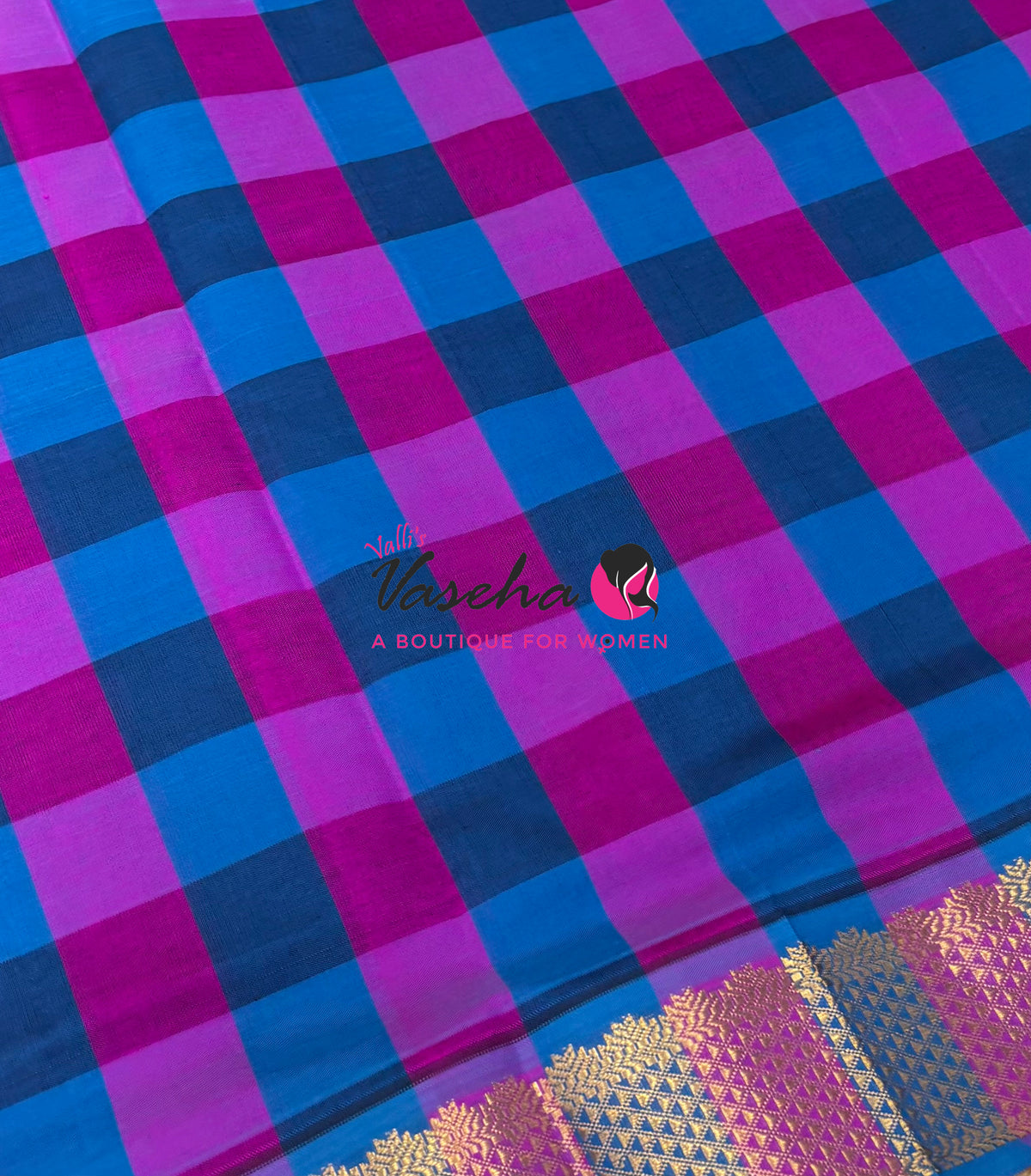 Semi Silk Cotton Saree |  Pazhum Pazhamum Checks Design |VVSSC018