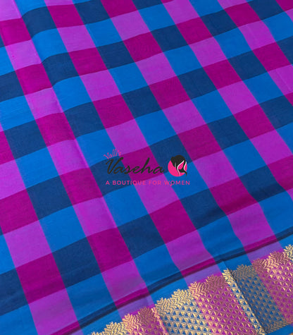Semi Silk Cotton Saree |  Pazhum Pazhamum Checks Design |VVSSC018