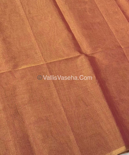 Pure Maheshwari Tissue Silk - Triple Tone Rust Pink & Gold Shade - VVMTS001