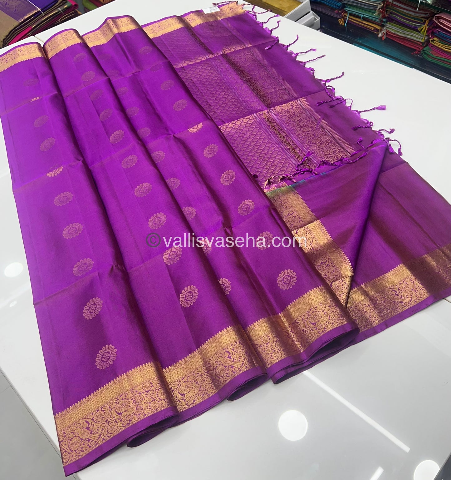 Pure Soft Silk Saree - Kanchi Border - Purplish Pink Shade - VVPSS046