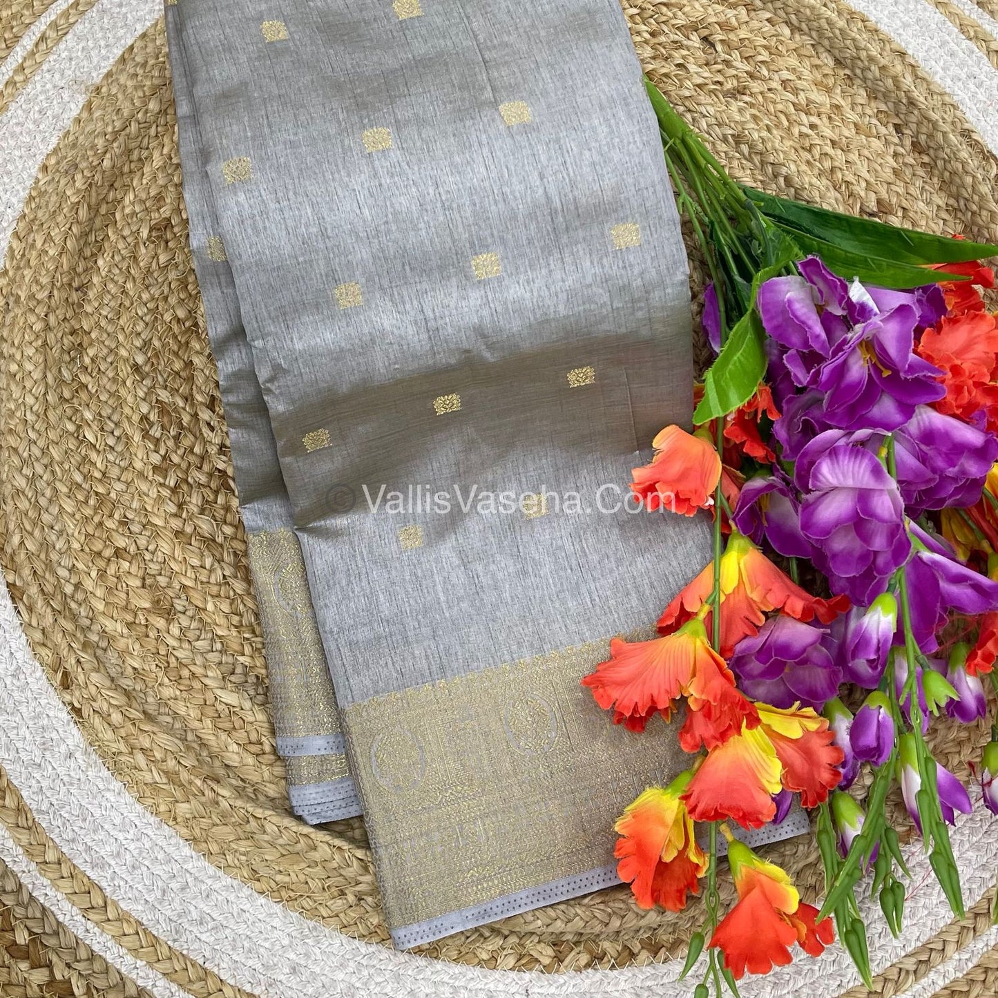Semi Tussar Silk Saree |Grey shade |VVSTS045