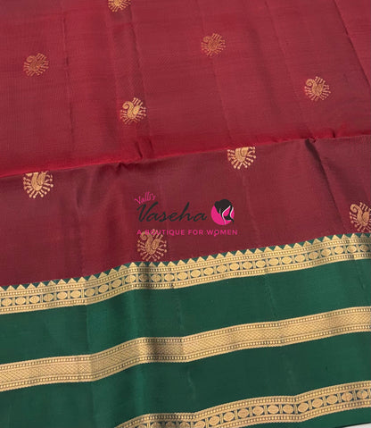 Half Mixed  Soft Silk Saree - Maroon & Green - VVPSS077