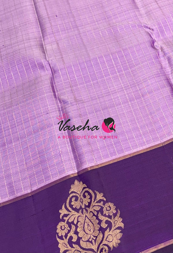 Pure Kanchipuram Silk Saree - Lavender & Purple Shade  - VVPS073