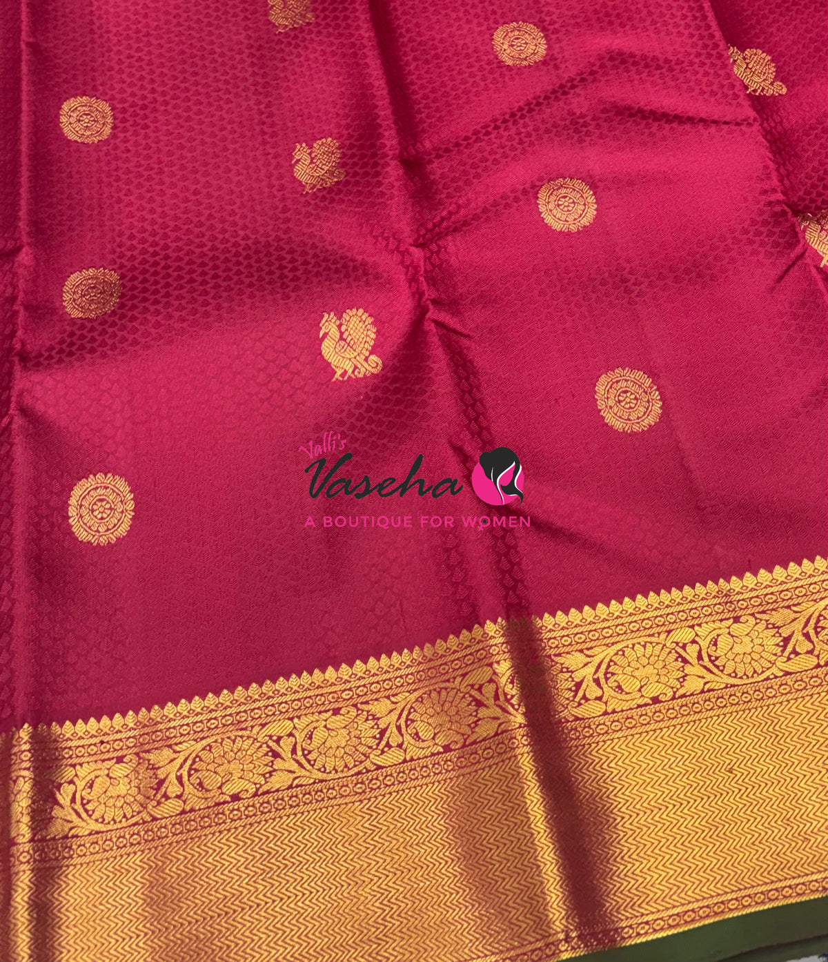 Pure Kanchipuram Bridal Silk Saree - Embossed Design - Maroon Sahde - VVPS023