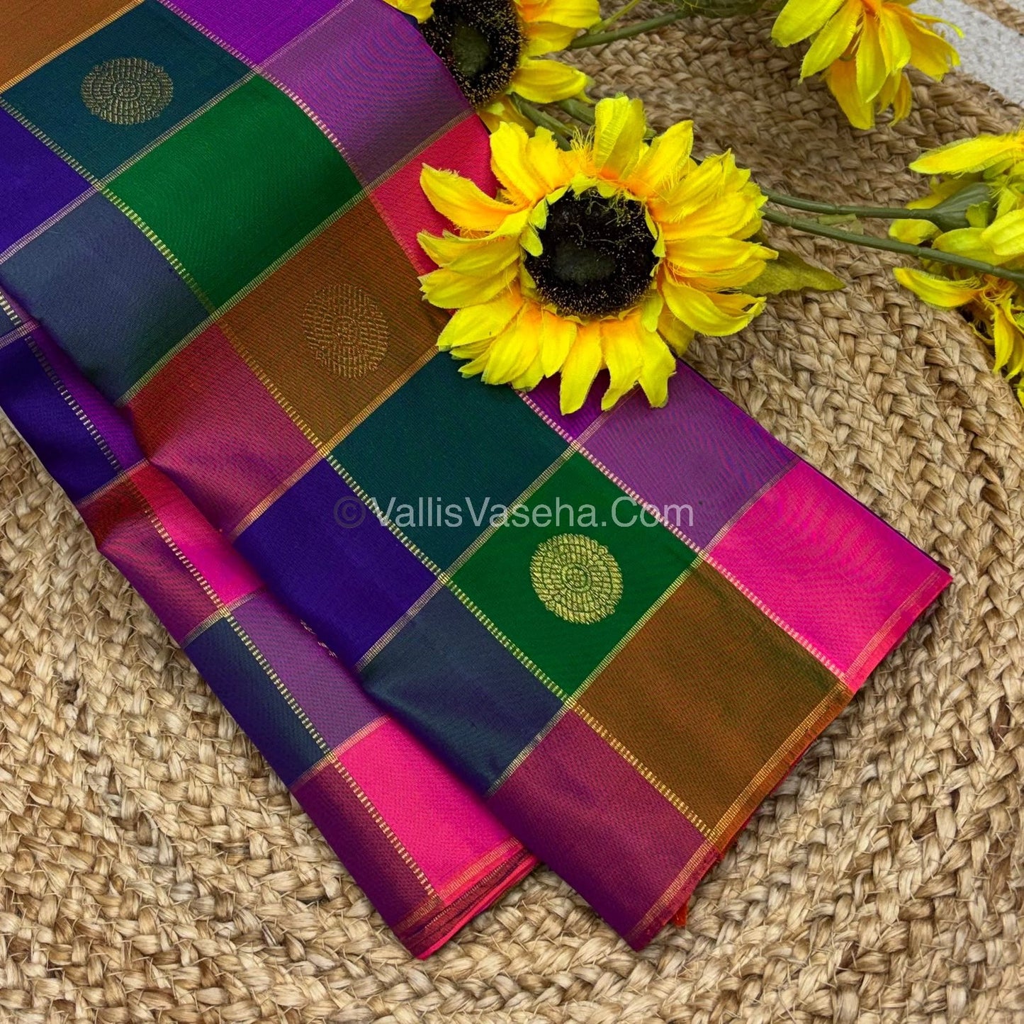Pure Kanchipuram Silk Saree - Pazhum Pazhamum Checks - VVPS017