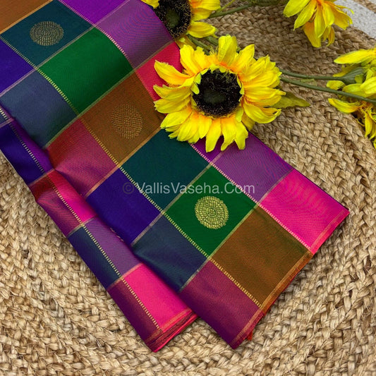 Pure Kanchipuram Silk Saree - Pazhum Pazhamum Checks - VVPS017