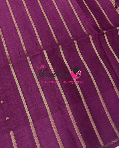 Semi Matka Tussar Silk Saree | Double Blouse | Purplish Pink ￼ Shade |VVSTS052