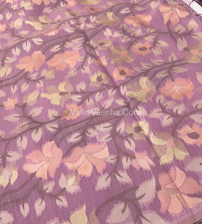 Semi Raw Silk with Jamdhani Design Weaving - Lilac / Light Lavendar shade VVRS001