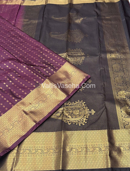 Semi Kanchipuram Silk - Wine Shade  - VVSKS002