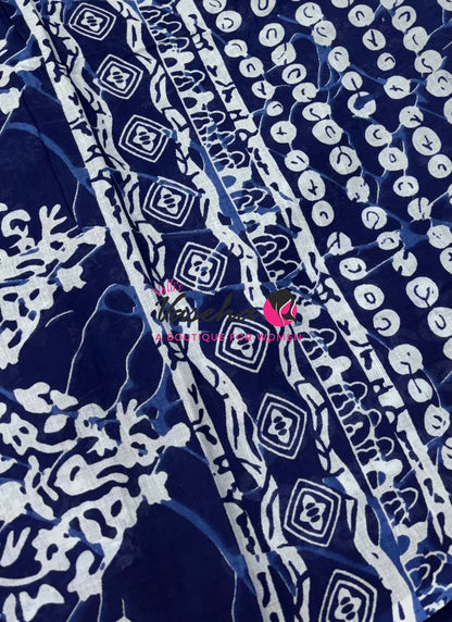 Pure Soft Mul Mul Cotton Sarees - Hand Block Prints - VVMMC011