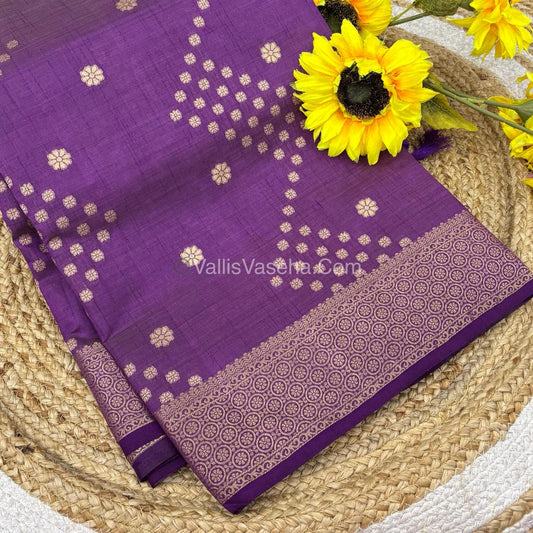 Semi Tussar Silk - Grand Pallu  - Violet Shade - VVSTS025