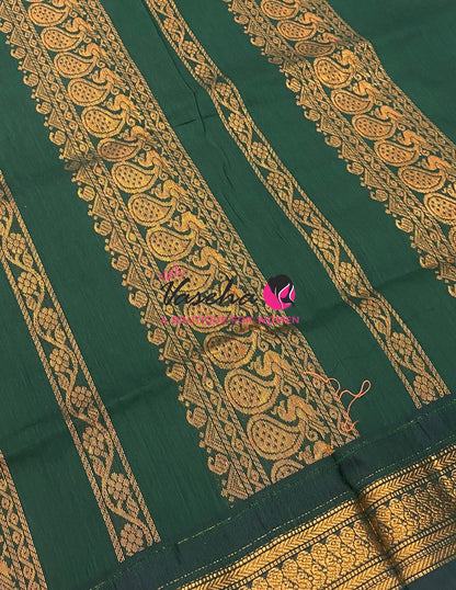 Kalyani Cotton Saree - Orange With Green Shade - VVKC002