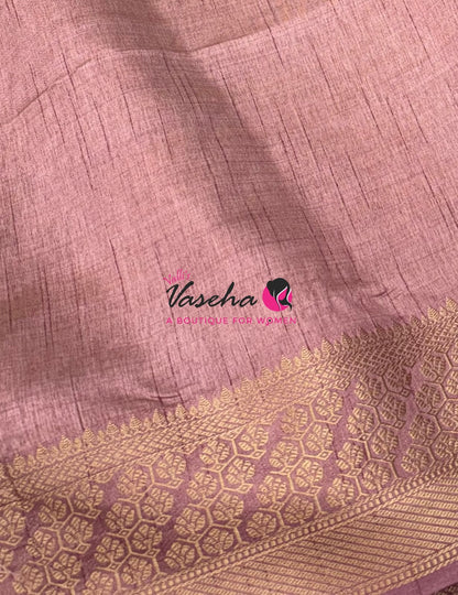 Semi Tussar Silk - Grand Pallu  - Onion Pink Shade - VVSTS071