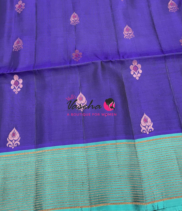 Half Mixed  Soft Silk Saree - (1.75 warp) Violet & Blue - VVPSS090