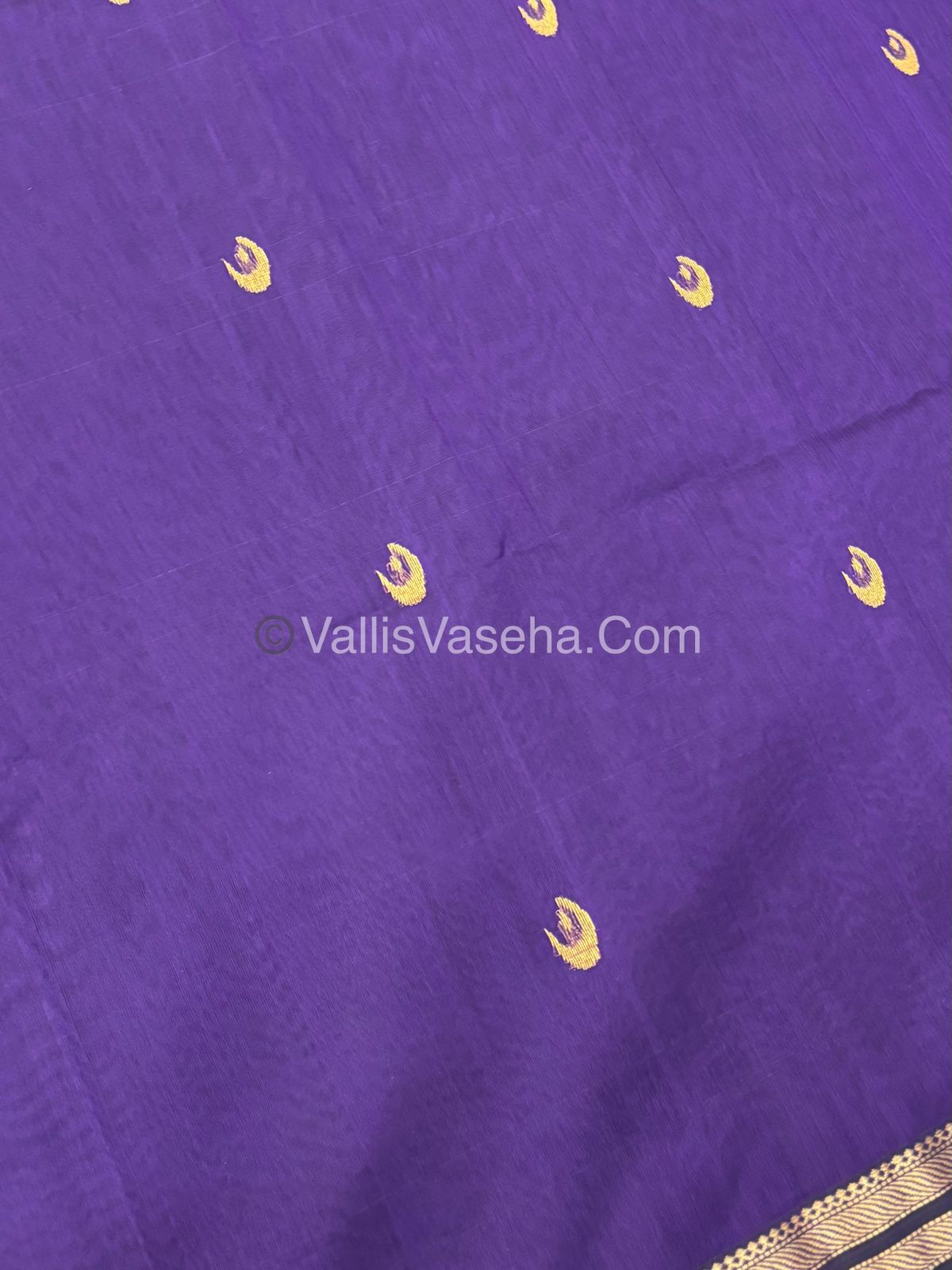 Pure Maheshwari Silk Cotton Saree - Violetish Purple Color - VVMSC007