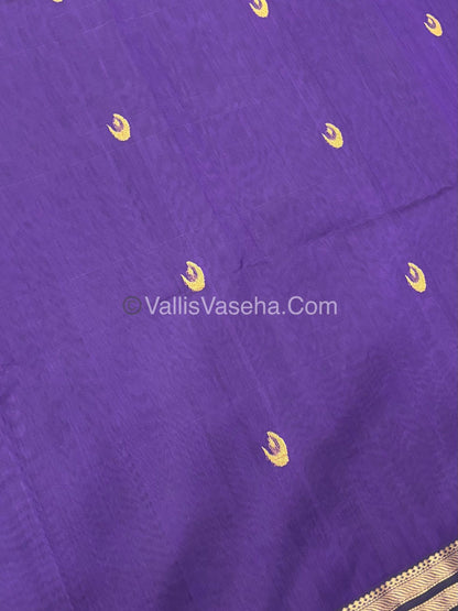 Pure Maheshwari Silk Cotton Saree - Violetish Purple Color - VVMSC007