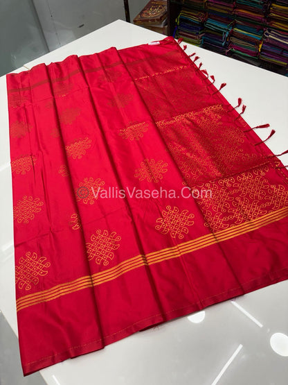 Semi Soft Silk - Kolam Design - Red Shade -VVSSS029