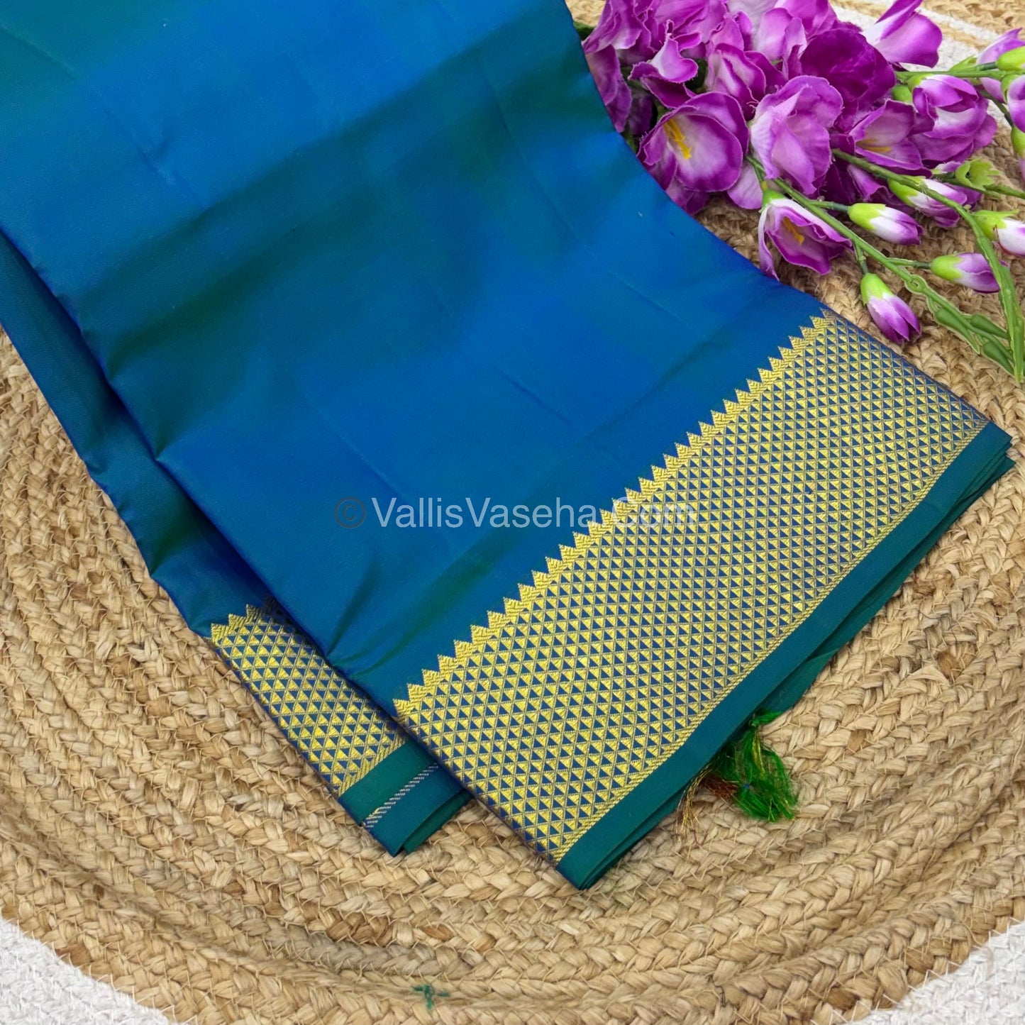 10 yards - Pure Silk - Peacock Blue Shade  - VVTYPS01