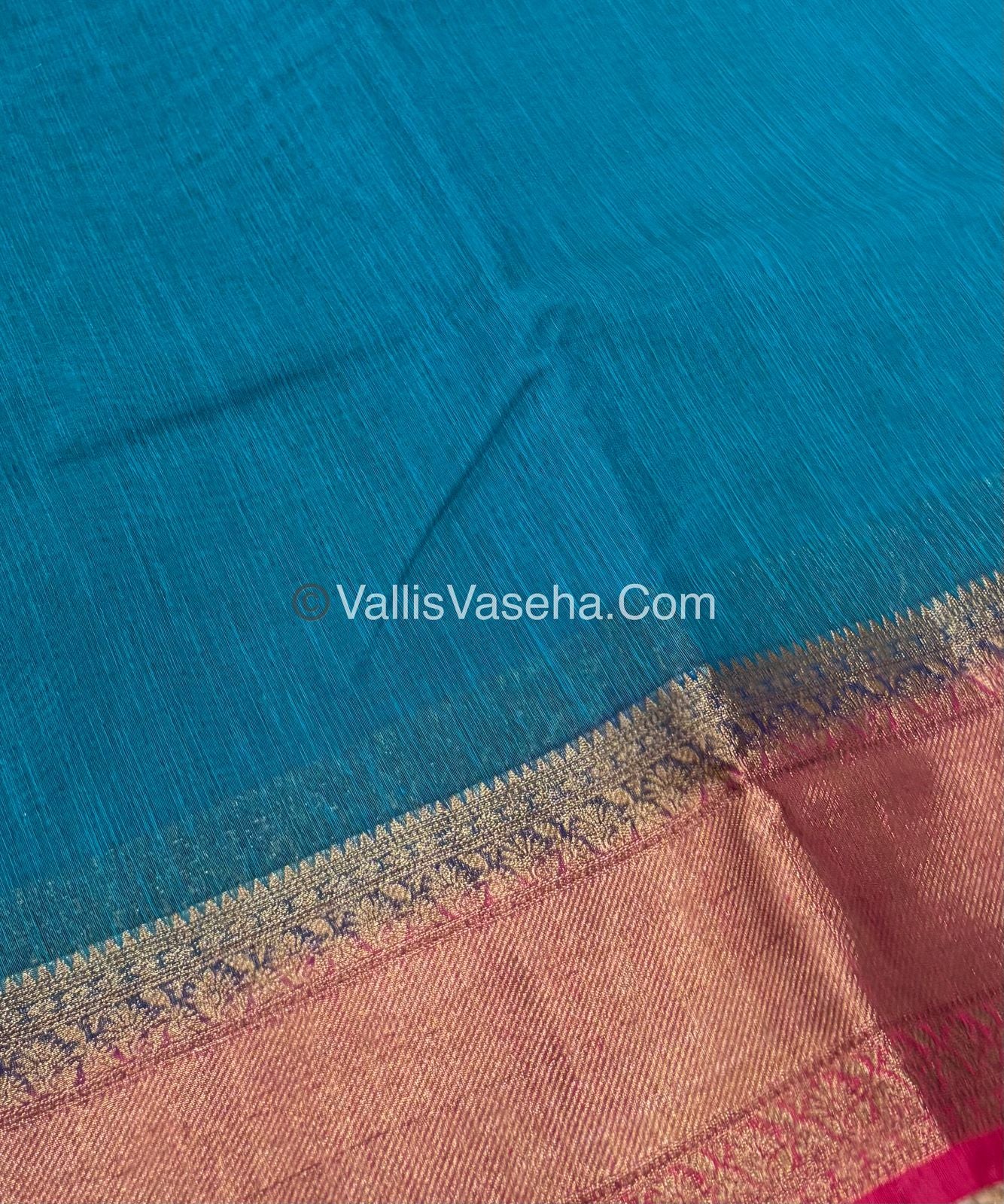 Bamboo Silk Saree - blue with pink Shade - VVBSS012
