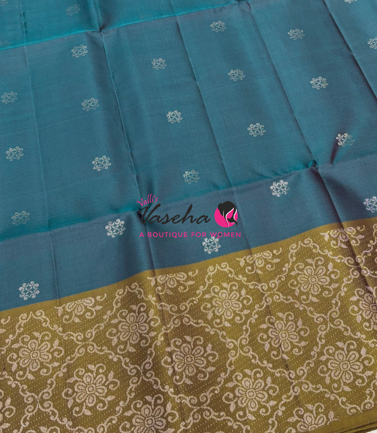 Pure Soft Silk Saree - Ramar Blue & Mahendi Green - VVPSS126
