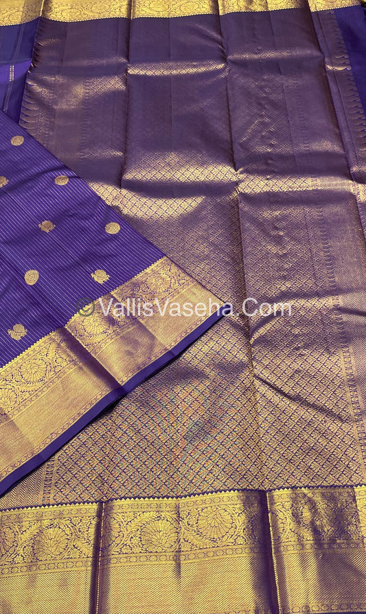 Pure Kanchipuram Silk Saree - Vaira Voosi design - Purple shade  - VVPS014
