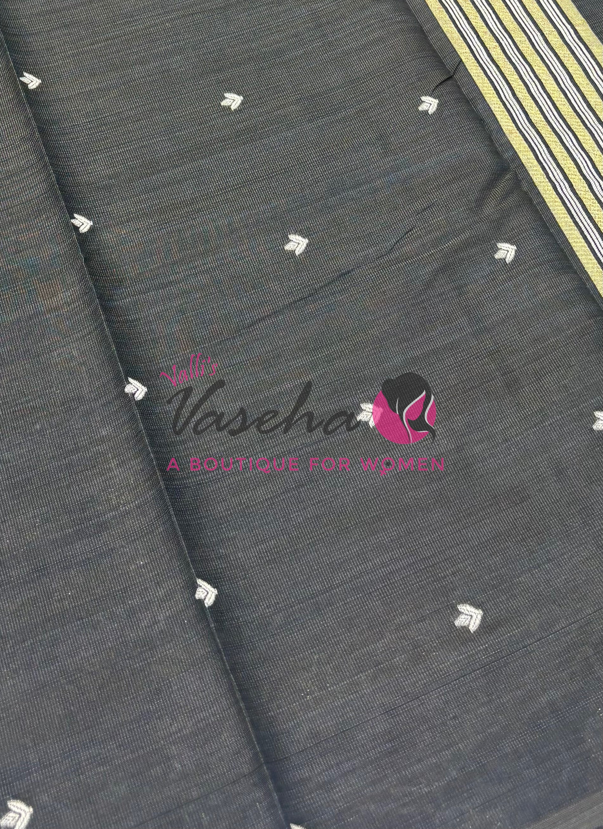 Semi Gicha Tussar Silk - Black Shade - VVGTS002