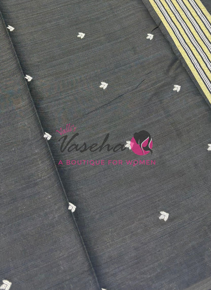 Semi Gicha Tussar Silk - Black Shade - VVGTS002