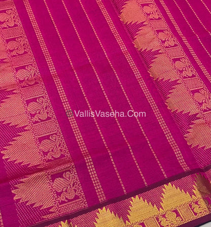 Semi Silk Cotton Saree - Blue With Pink Shade - VVSSC005