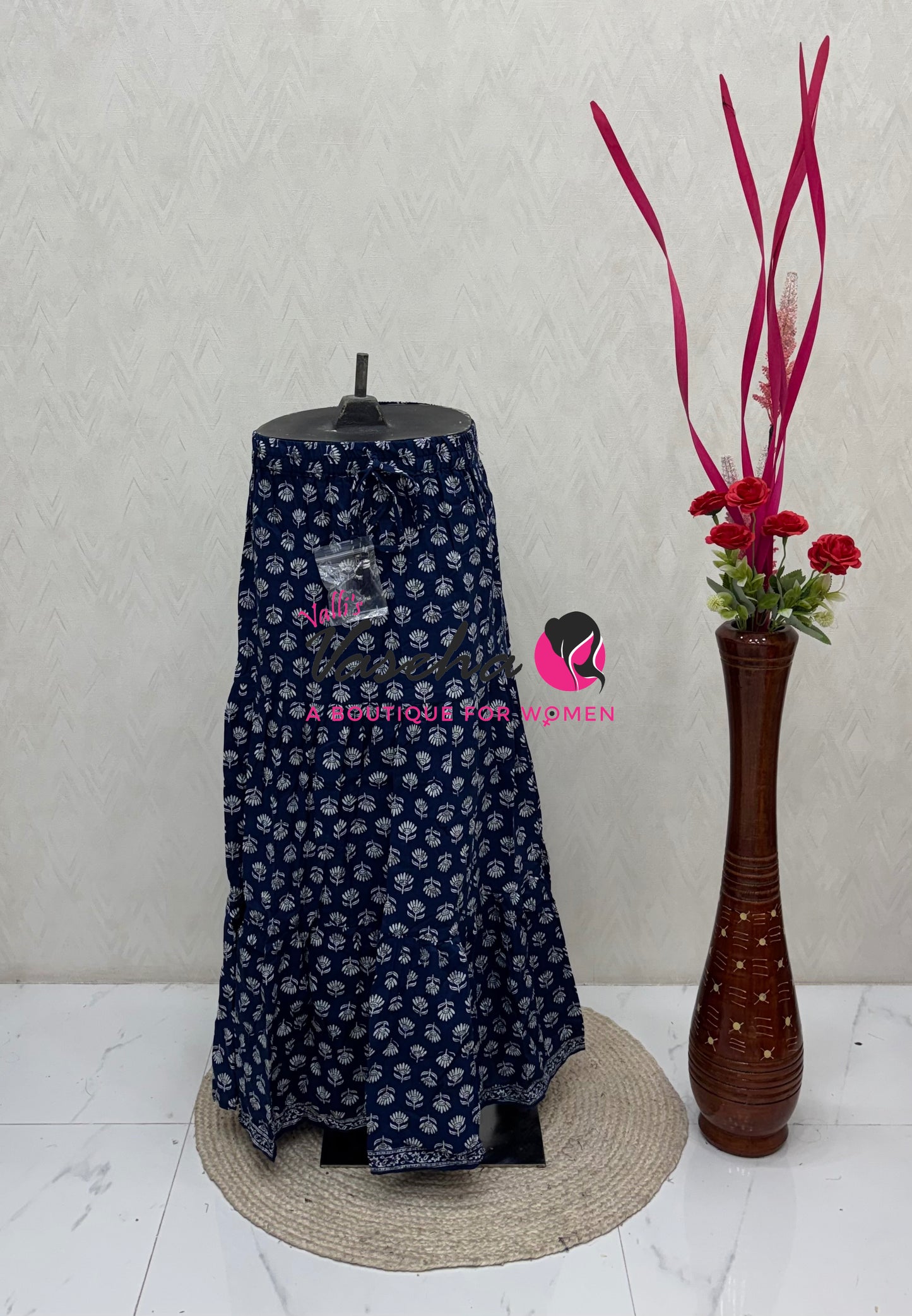 Skirts - Indigo Blue shade - Free Size ( Fit Upto XL Size) - VVPS001