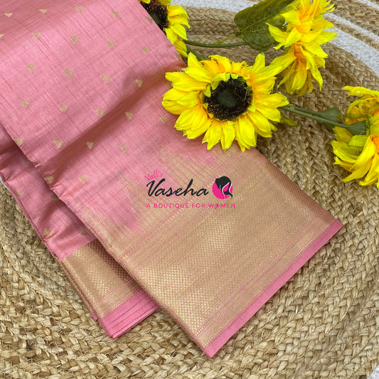 Semi Tussar Silk Saree | Light  Peach Shade |VVSTS054