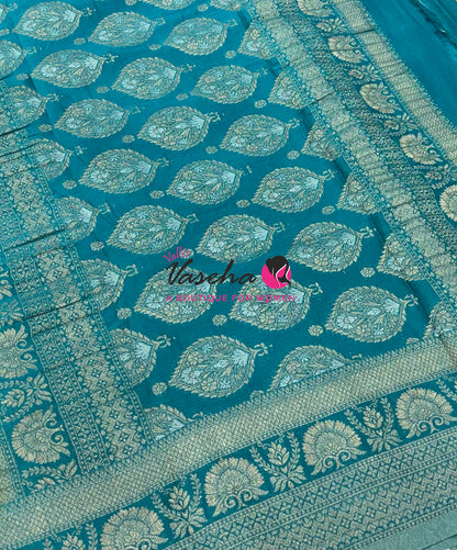 Banarasi Georgette Saree - Yellow With Blue Combo - VVBGS002