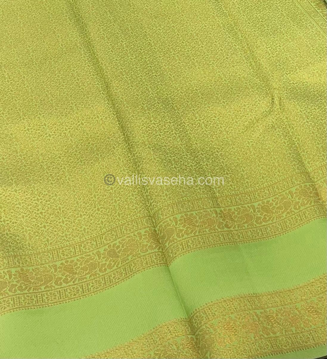 Kanchi Semi Silk - Purple with Green - Mayil & Chakkaram design - VVKSS001