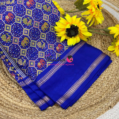 Casual Wear - Semi Printed Silk - Fancy Mixed Variety - Royal Blue  - VVFMC008
