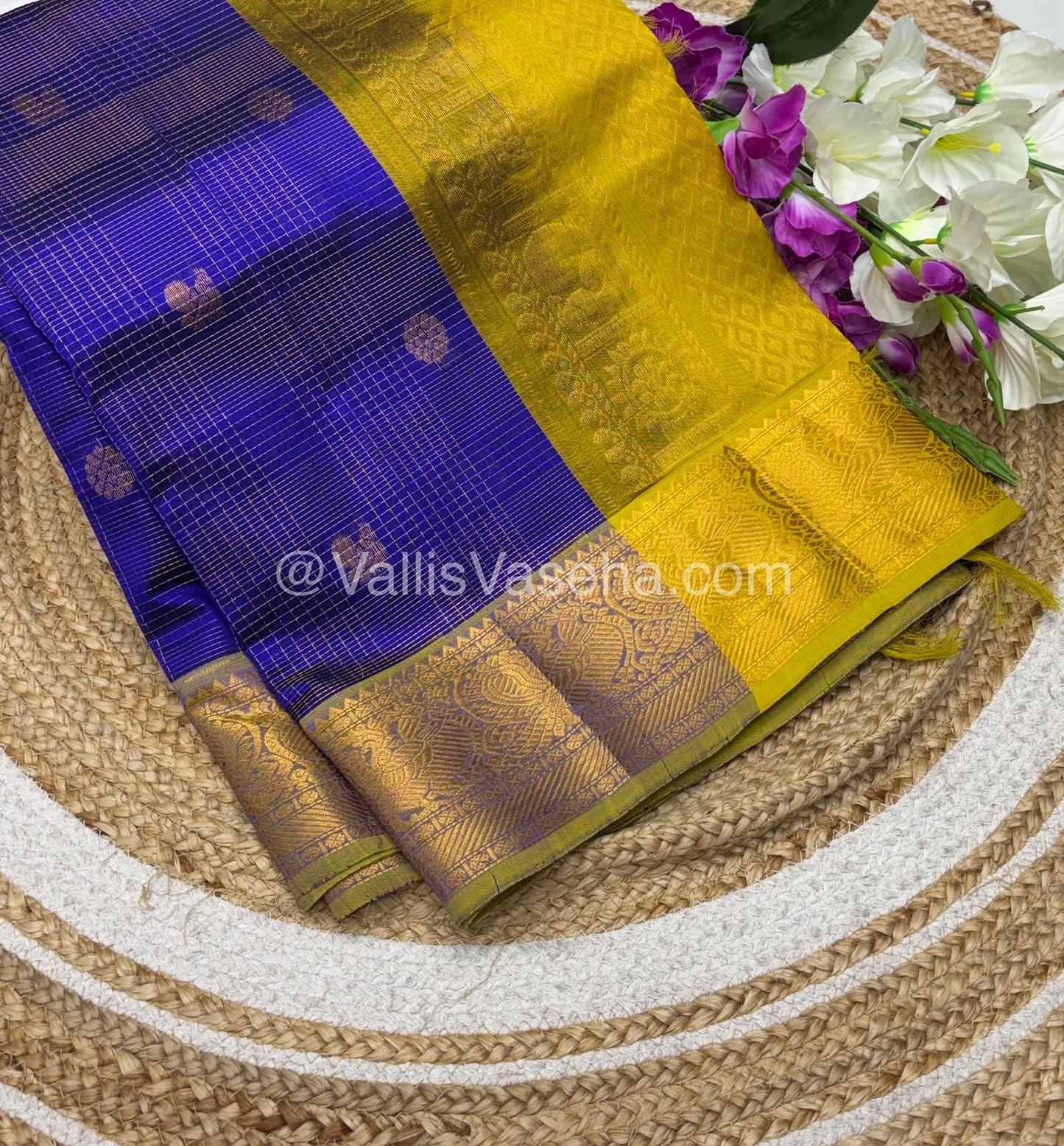 Pure Silk Cotton Saree - Vairavoosi checks - Mayil & Chakkaram - VVMCV002