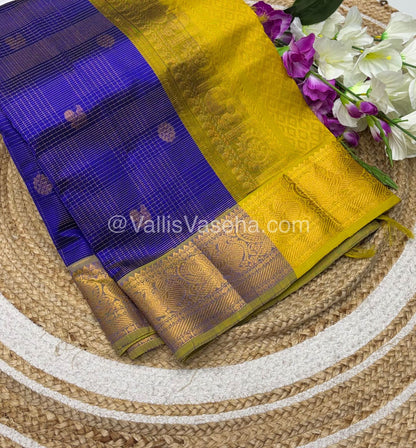 Pure Silk Cotton Saree - Vairavoosi checks - Mayil & Chakkaram - VVMCV002