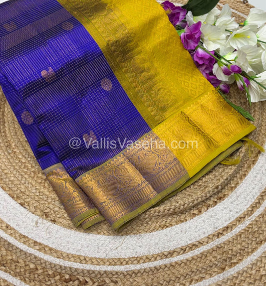 Pure Silk Cotton Saree - Vairavoosi checks - Mayil & Chakkaram - VVMCV002