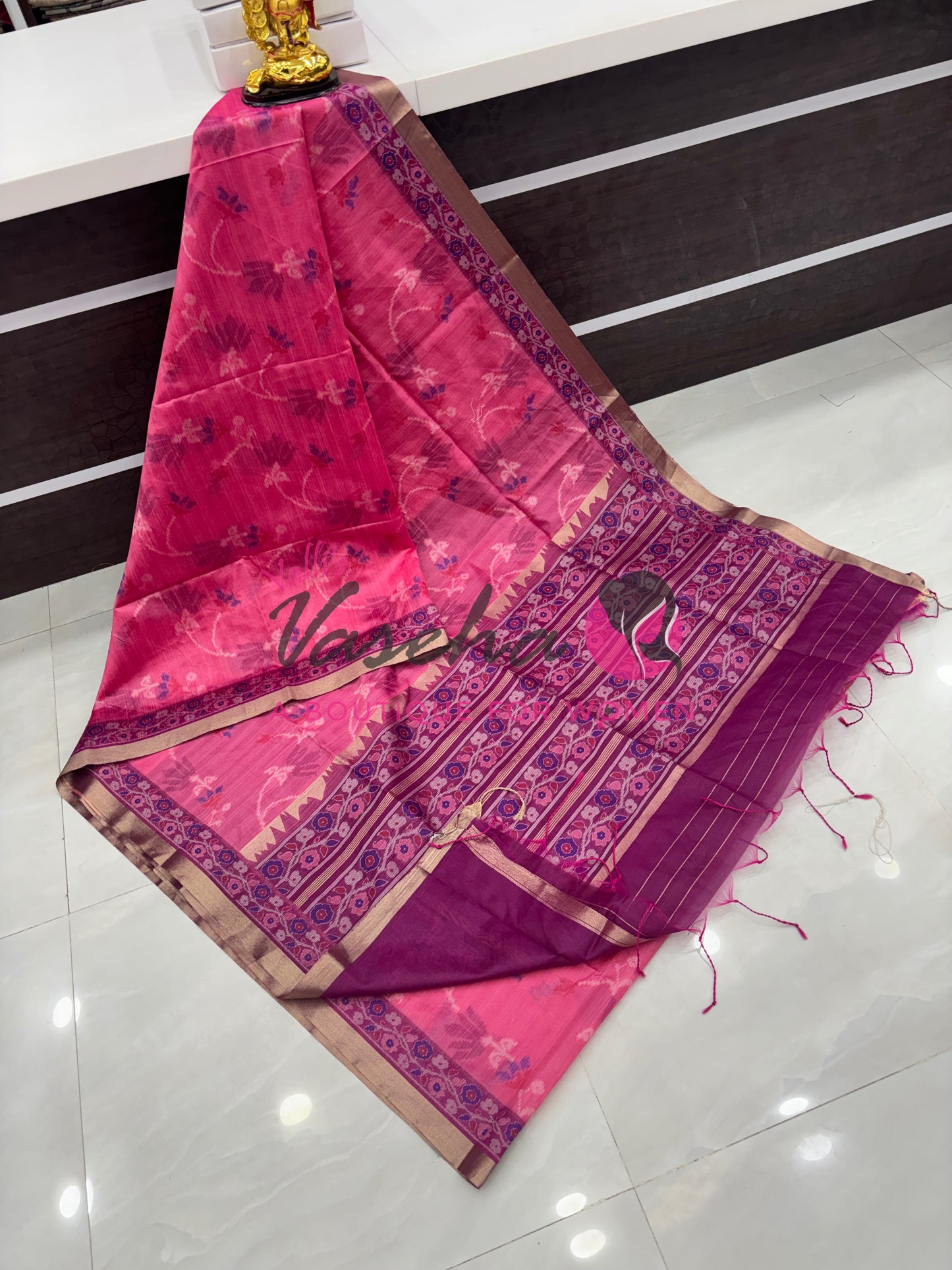 Semi Raw Silk - Pink With Purple Shade - VVRS009