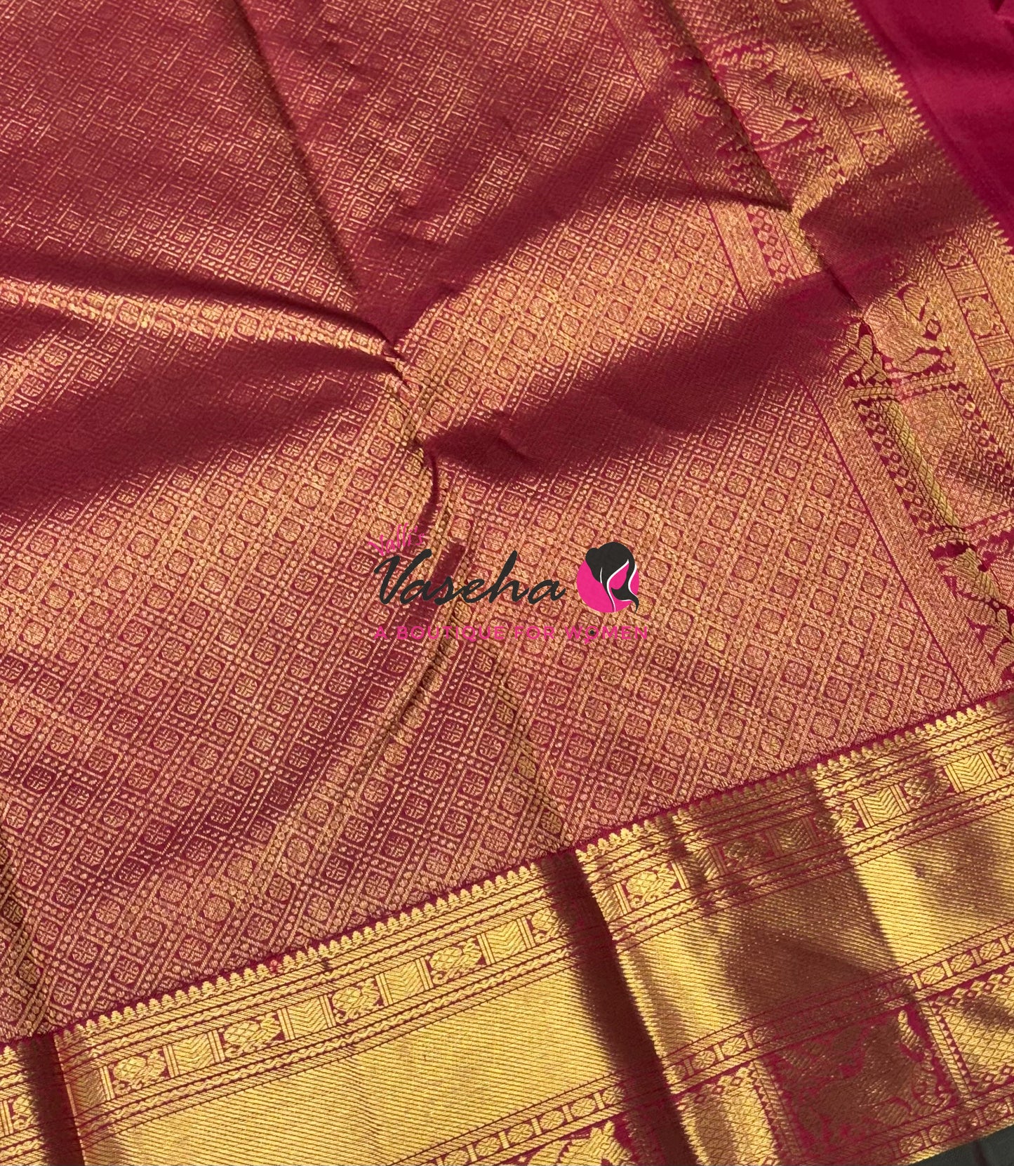 Pure Kanchipuram Silk Saree - Maroon Shade  - VVPS067