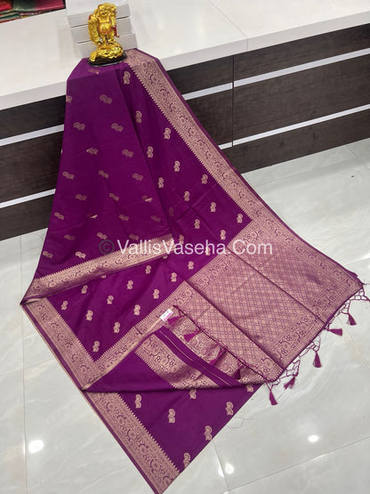 Banarasi - Heritage Silk - Semi Kathan Silk - Wineish Purple Shade- VVBHS004