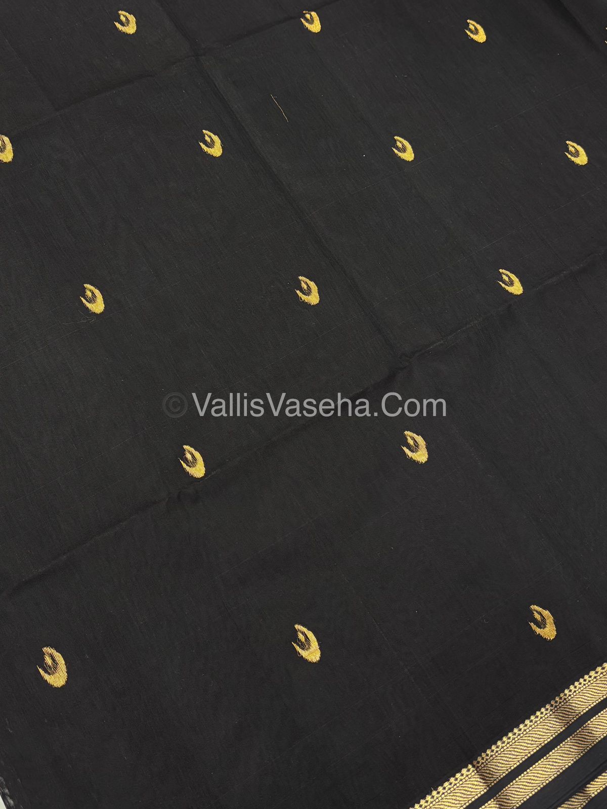 Pure Maheshwari Silk Cotton Saree - Black Color - VVMSC007