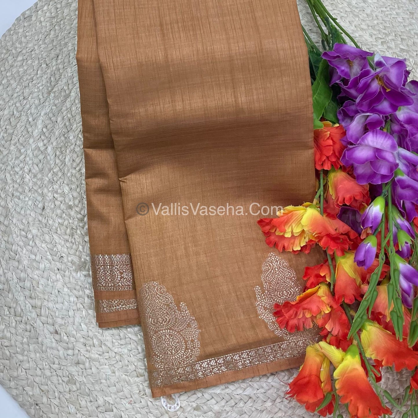Semi Tussar Silk Saree |Chikku shade |VVSTS046