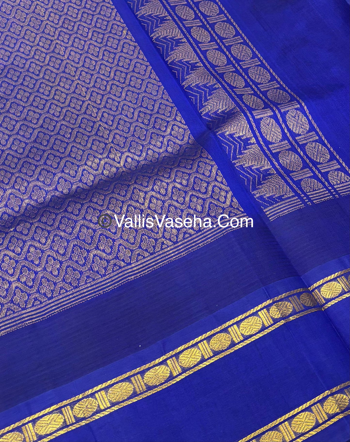 Pure Korvai Silk Cotton  - Retta Petta Border - Grey  & Blue - VVKSC037